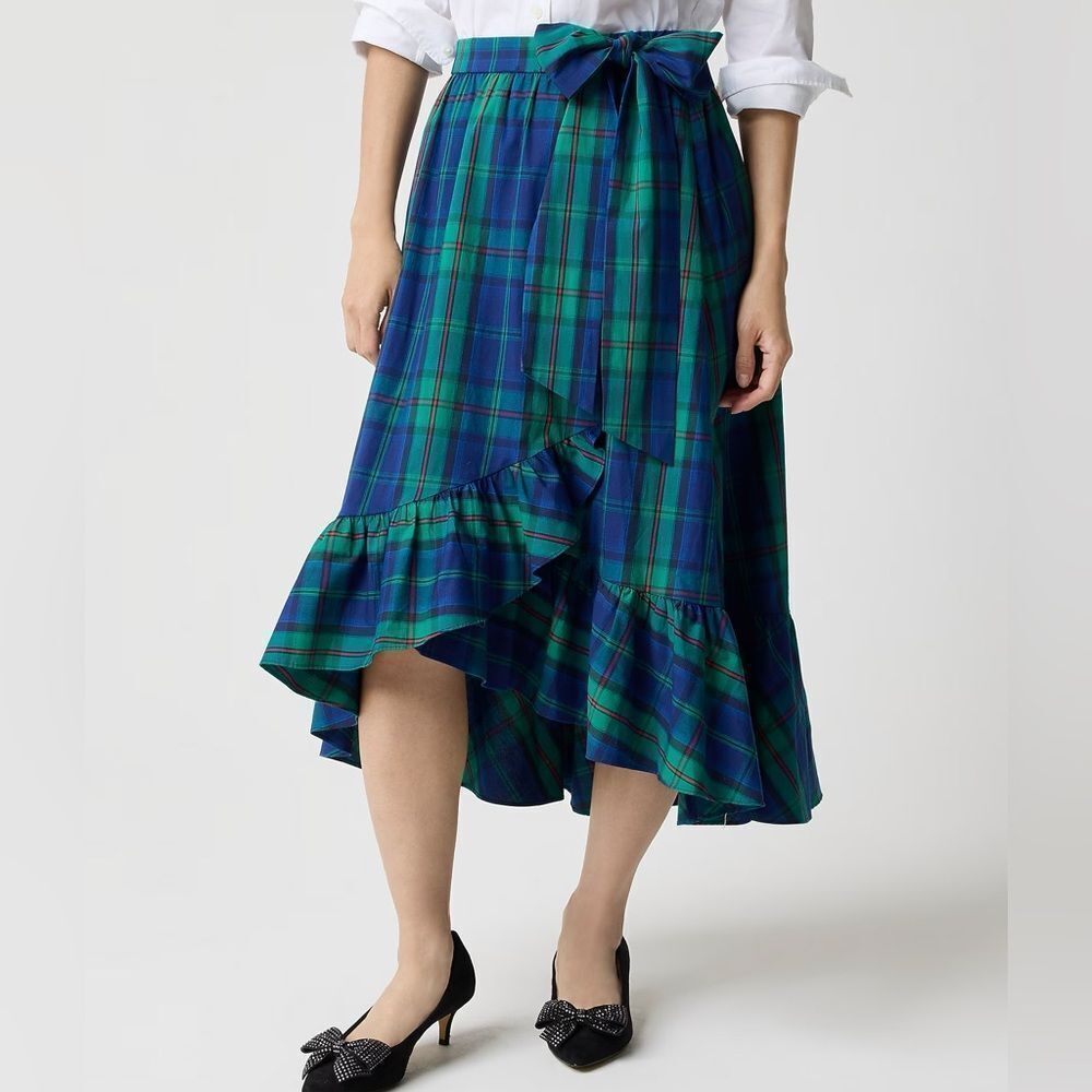 J Crew Tartan Wrap Midi Skirt NWT - Picture 3 of 9